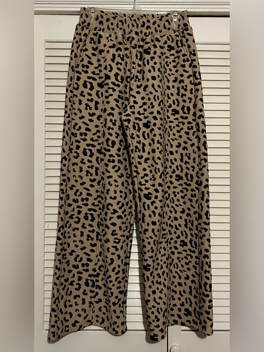 She + Sky Beige and Black Leopard Wide-Leg Pants - Picture 3 of 9
